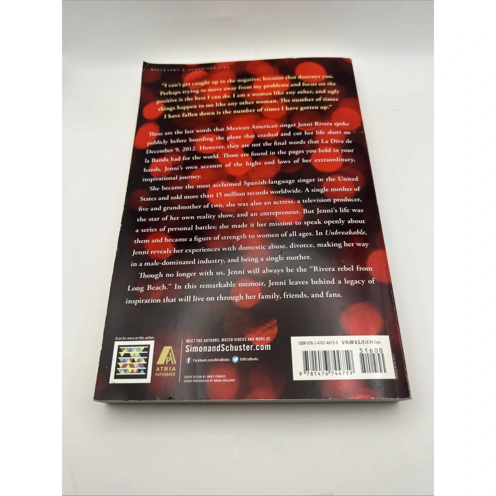 Unbreakable: My Story, My‎ Way by Jenni Rivera (English) Paperback Book
